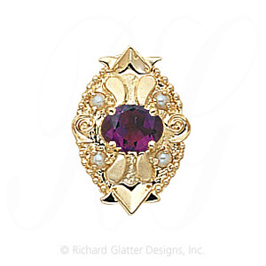 GS312 AMY/PL - 14 Karat Gold Slide with Amethyst center and Pearl accents 